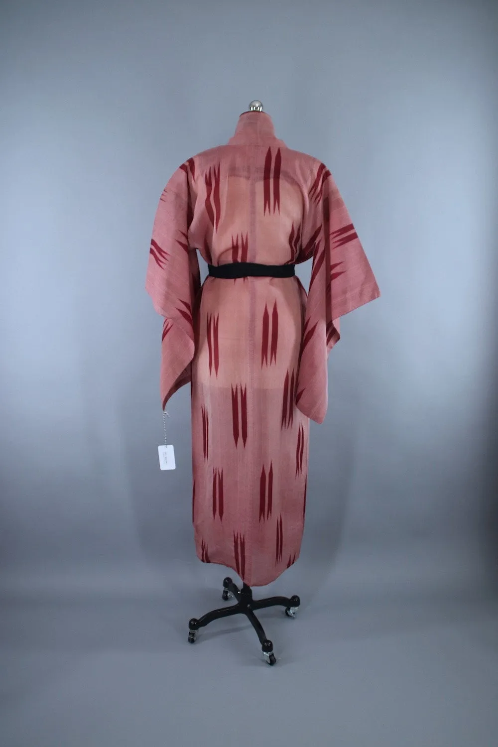 1930s Vintage Silk Kimono Robe / Meisen Ikat Red