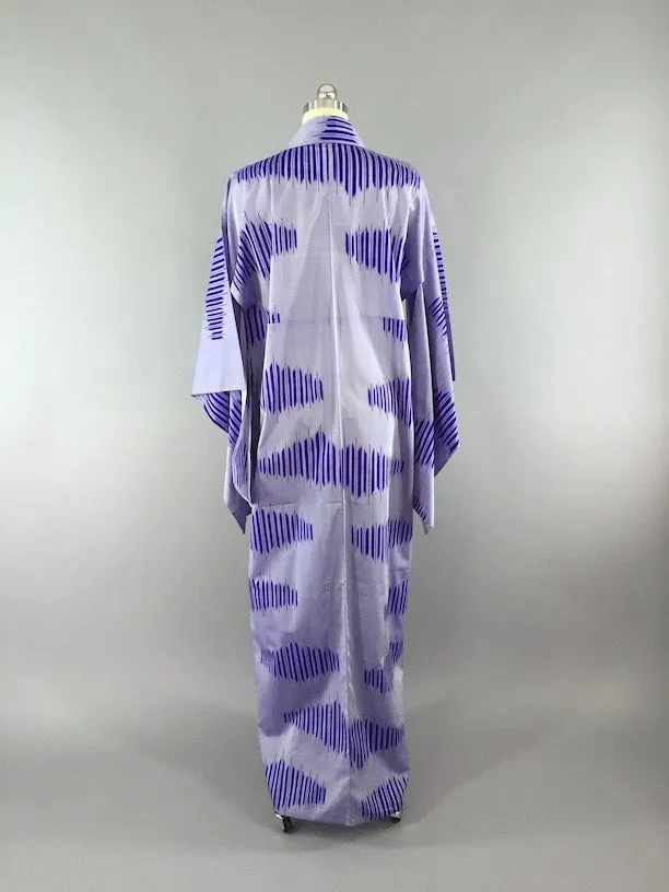 1950s Vintage Kimono Robe Yukata / Blue Ikat