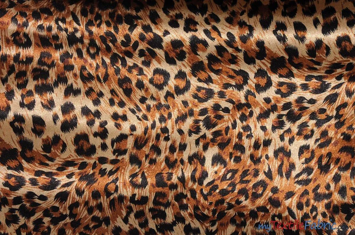 Animal Cheetah Satin Print Fabric | Soft Cheetah Charmeuse Satin | 60" Wide |