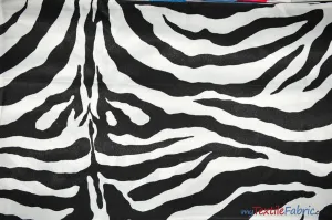 Animal Zebra Satin Fabric | Soft Satin Zebra Charmeuse Fabric | 60" Wide | Multiple Colors |