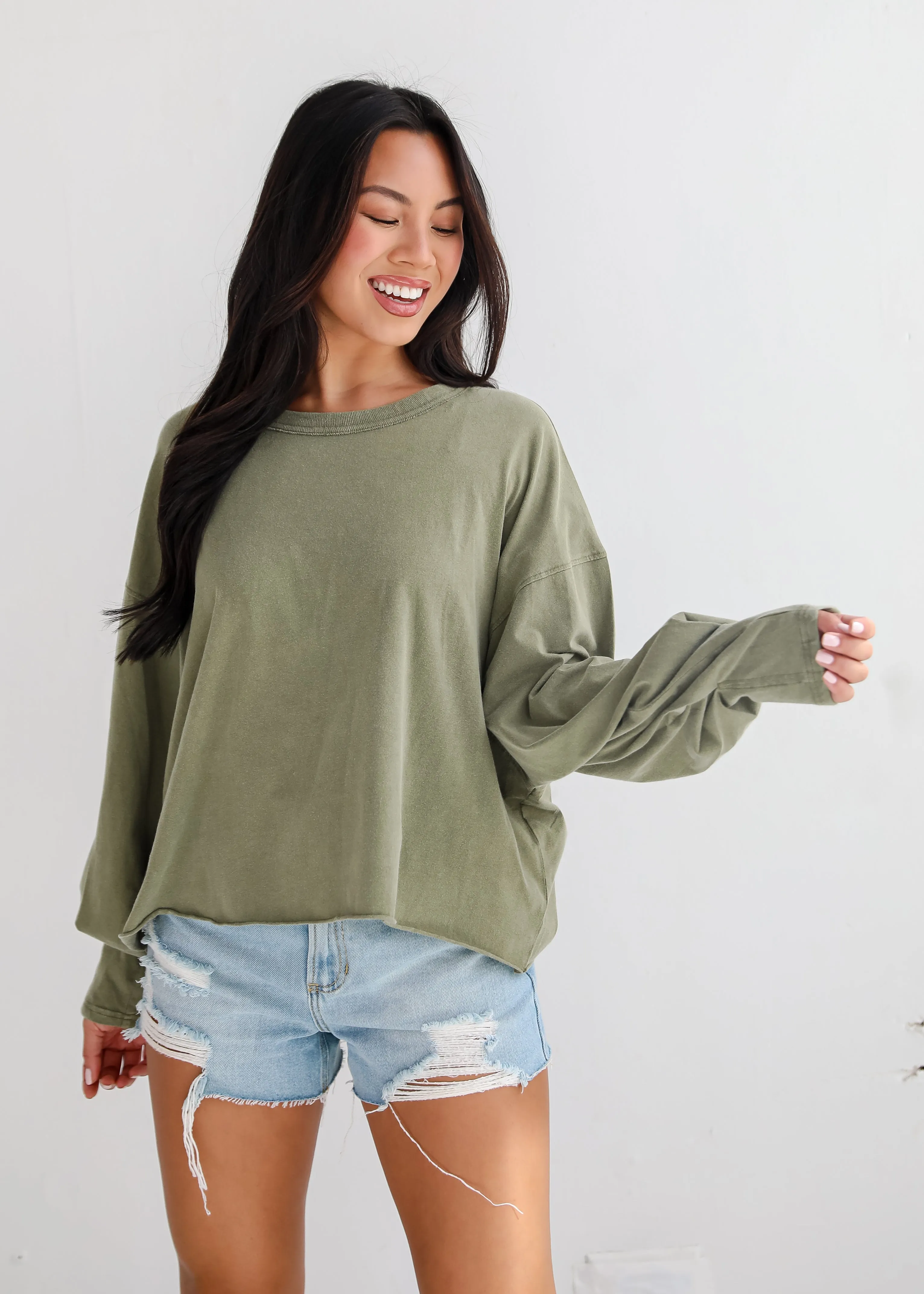 Aubree Cropped Long Sleeve Tee - DU DEAL