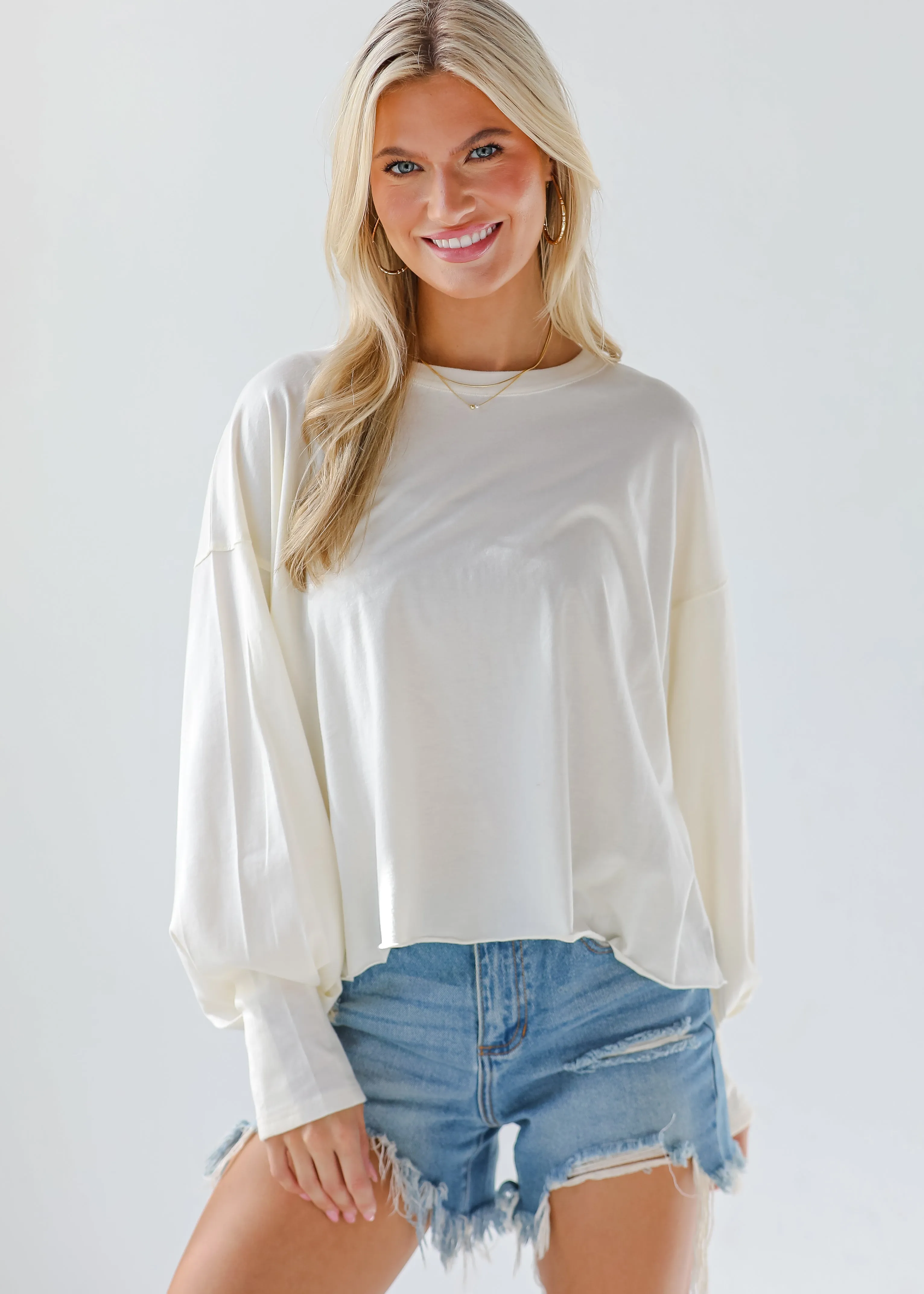 Aubree Cropped Long Sleeve Tee - DU DEAL