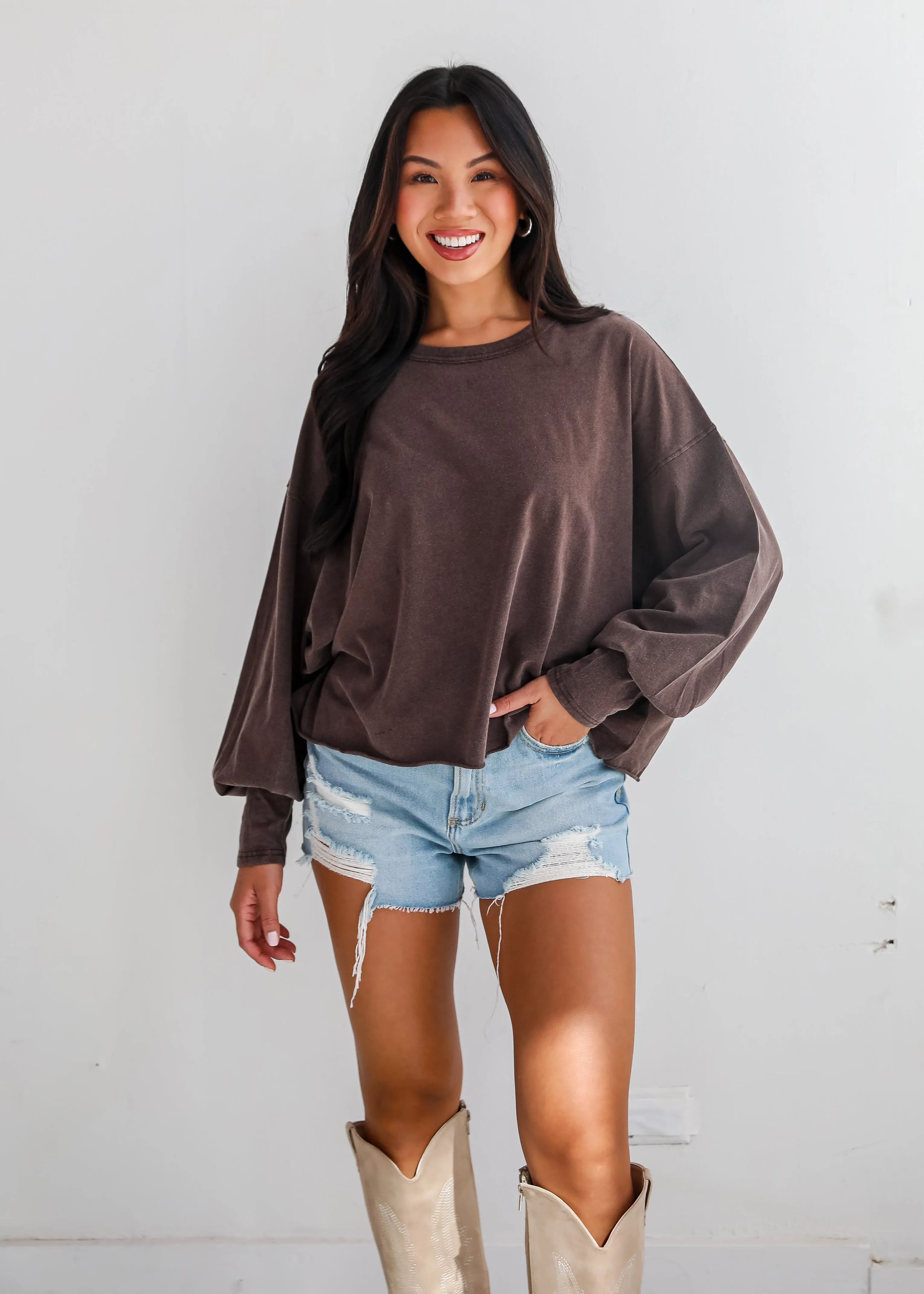 Aubree Cropped Long Sleeve Tee - DU DEAL