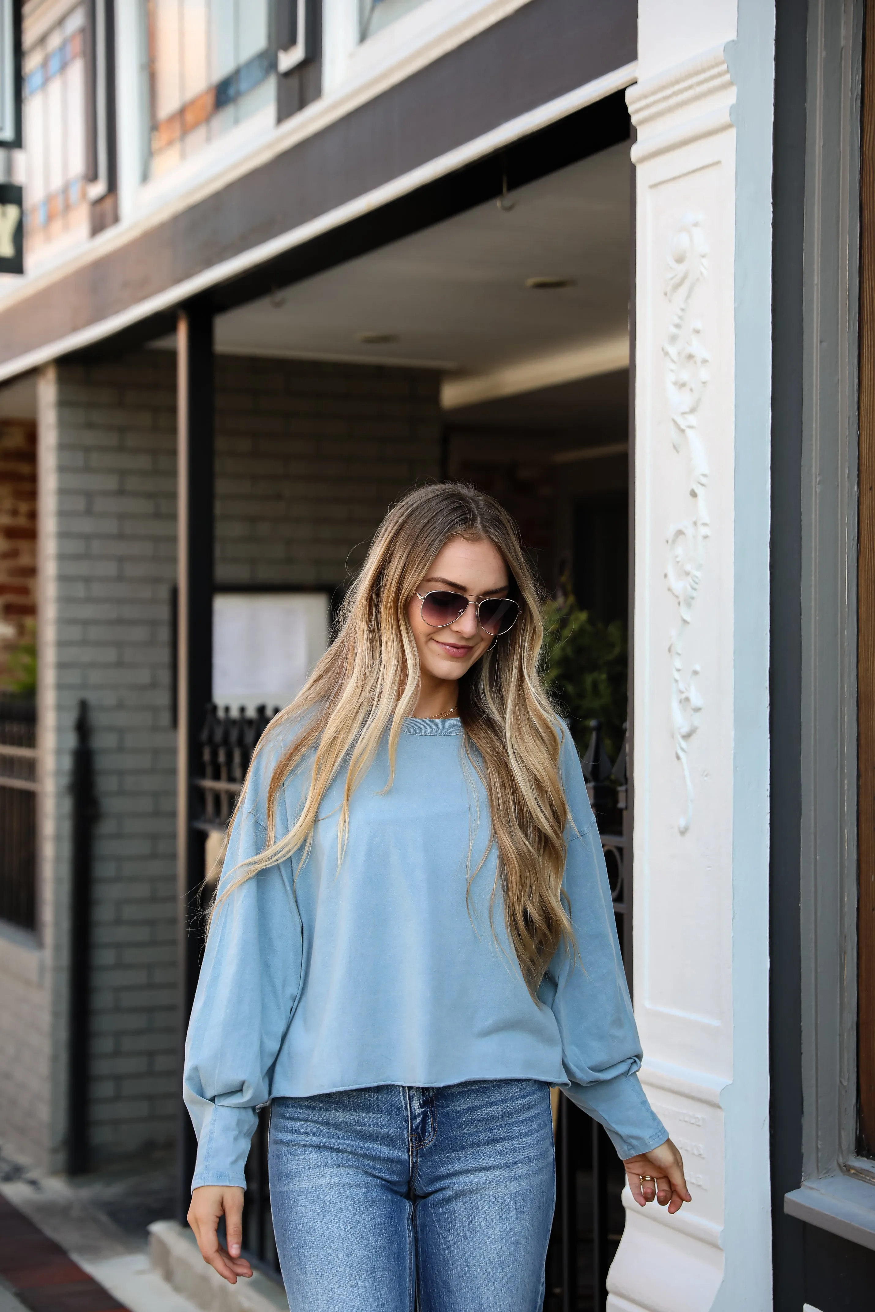 Aubree Cropped Long Sleeve Tee - DU DEAL