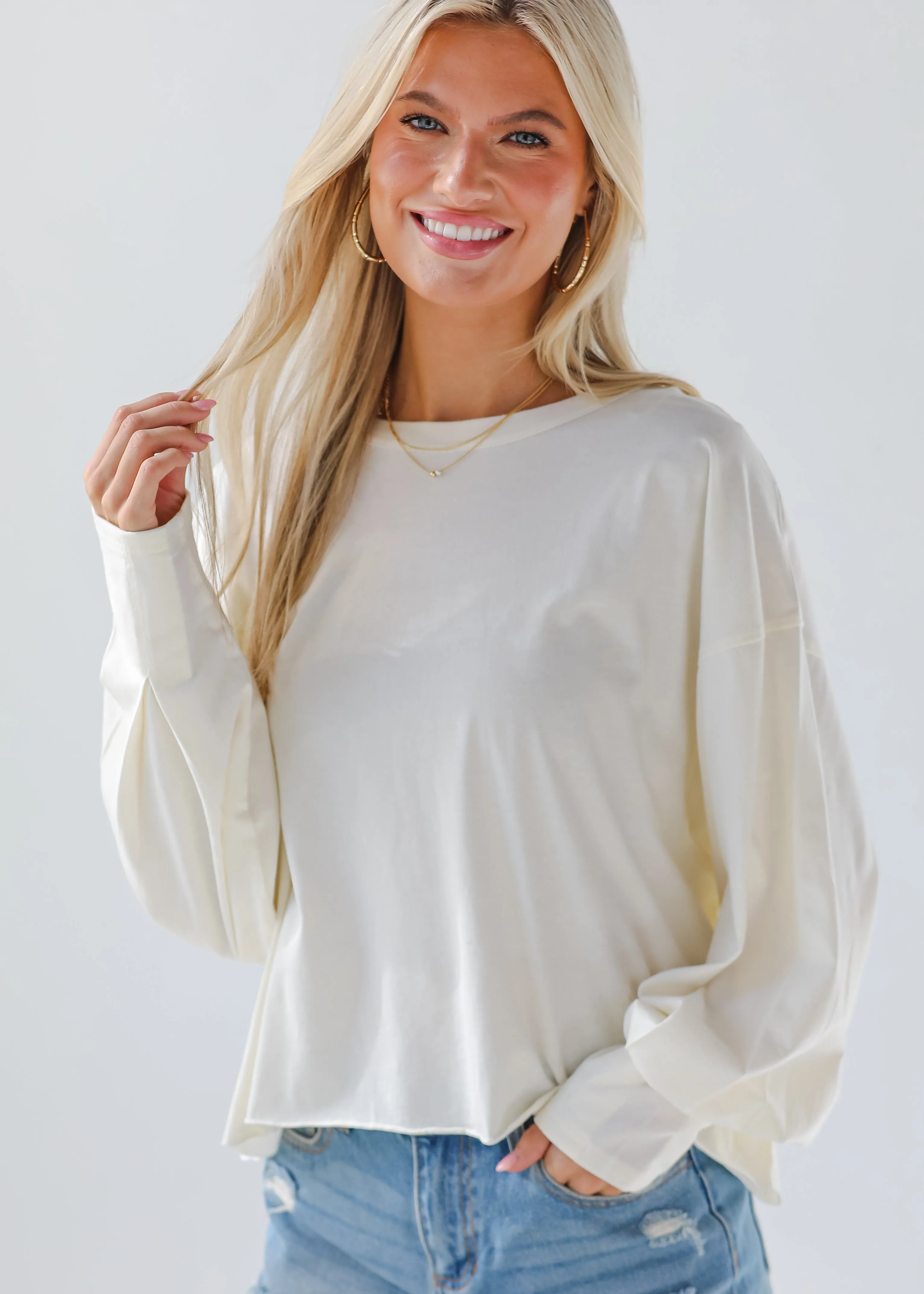 Aubree Cropped Long Sleeve Tee - DU DEAL