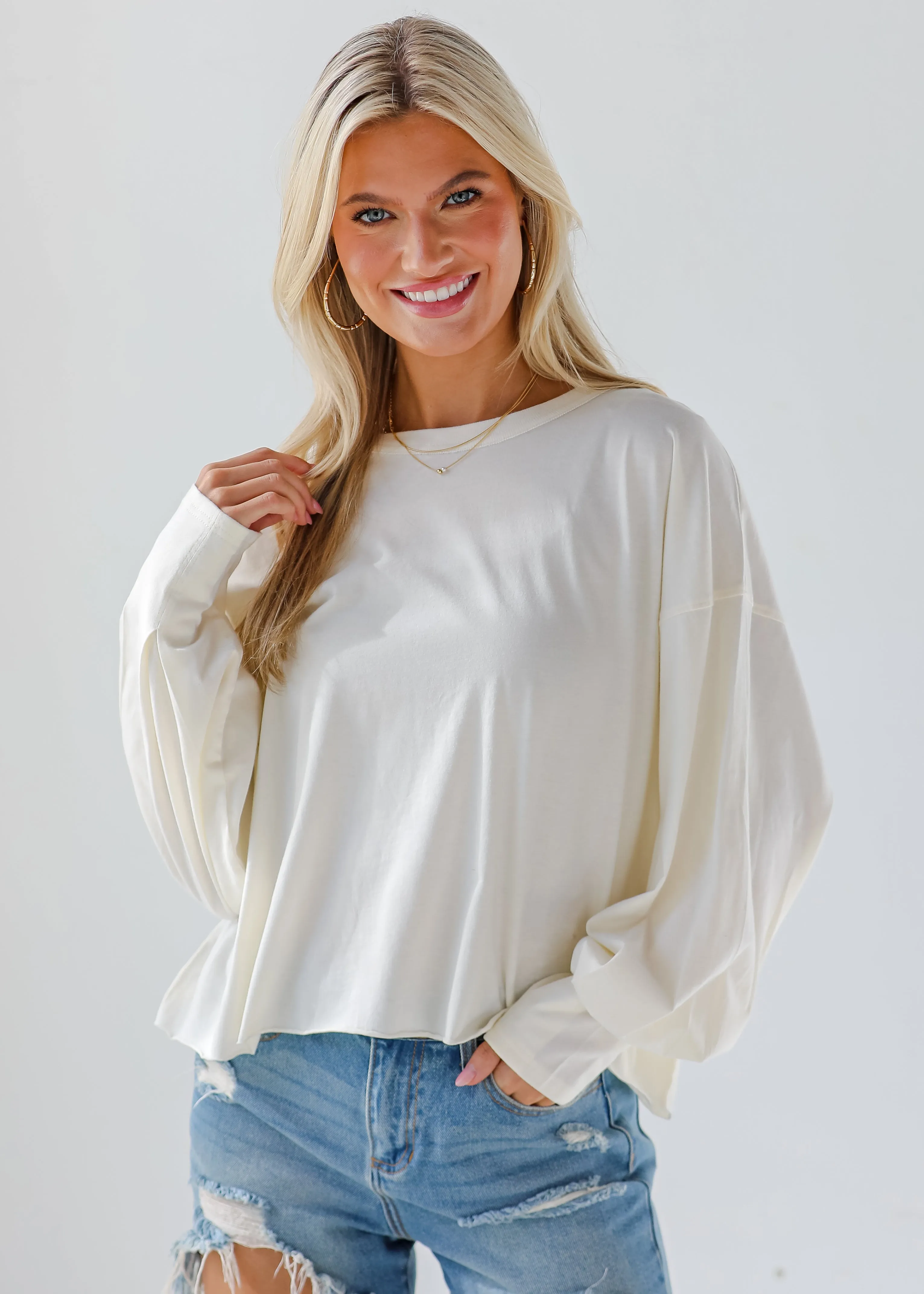 Aubree Cropped Long Sleeve Tee - DU DEAL