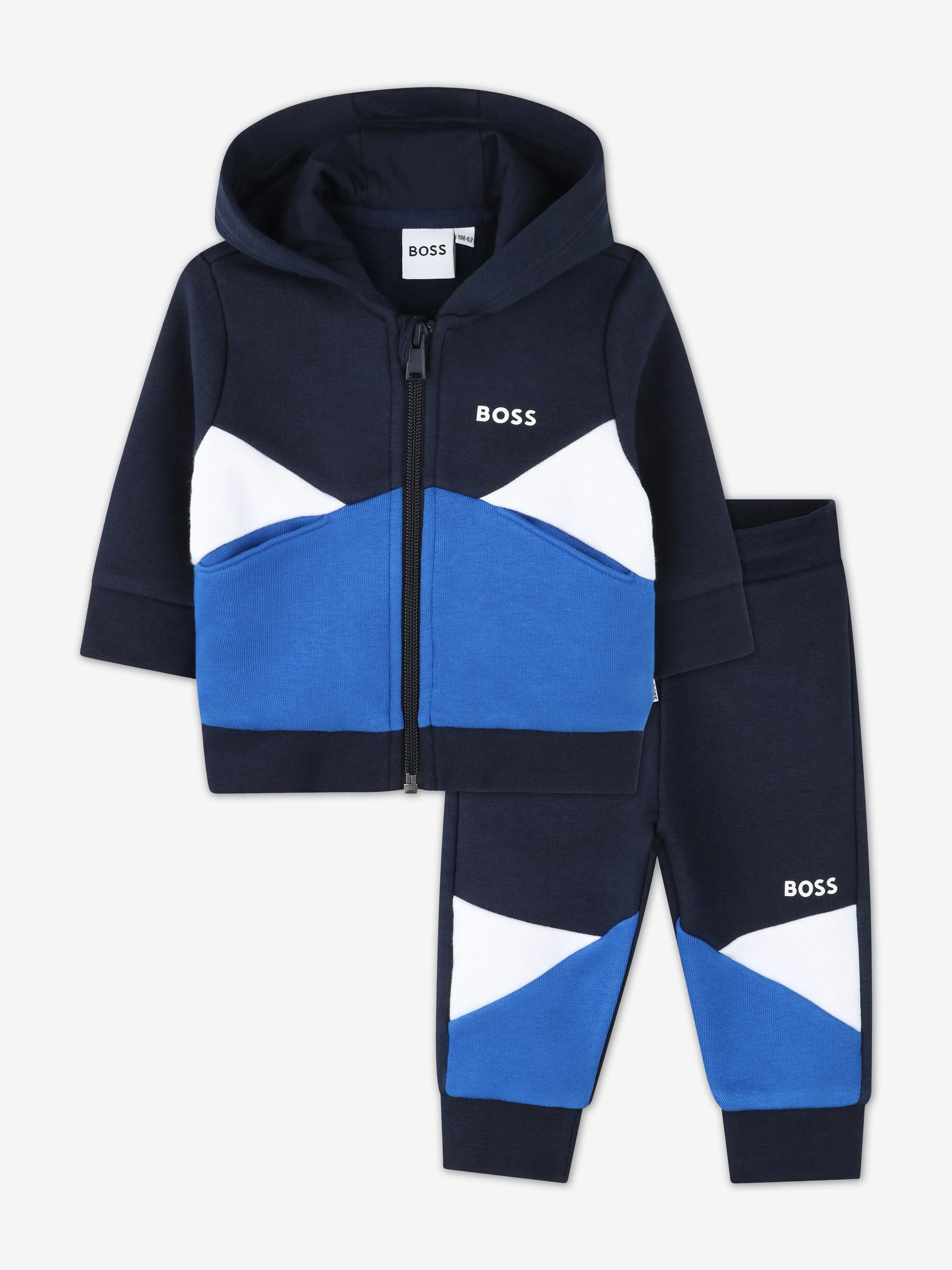 BOSS Baby Boys Colourblock Tracksuit in Navy