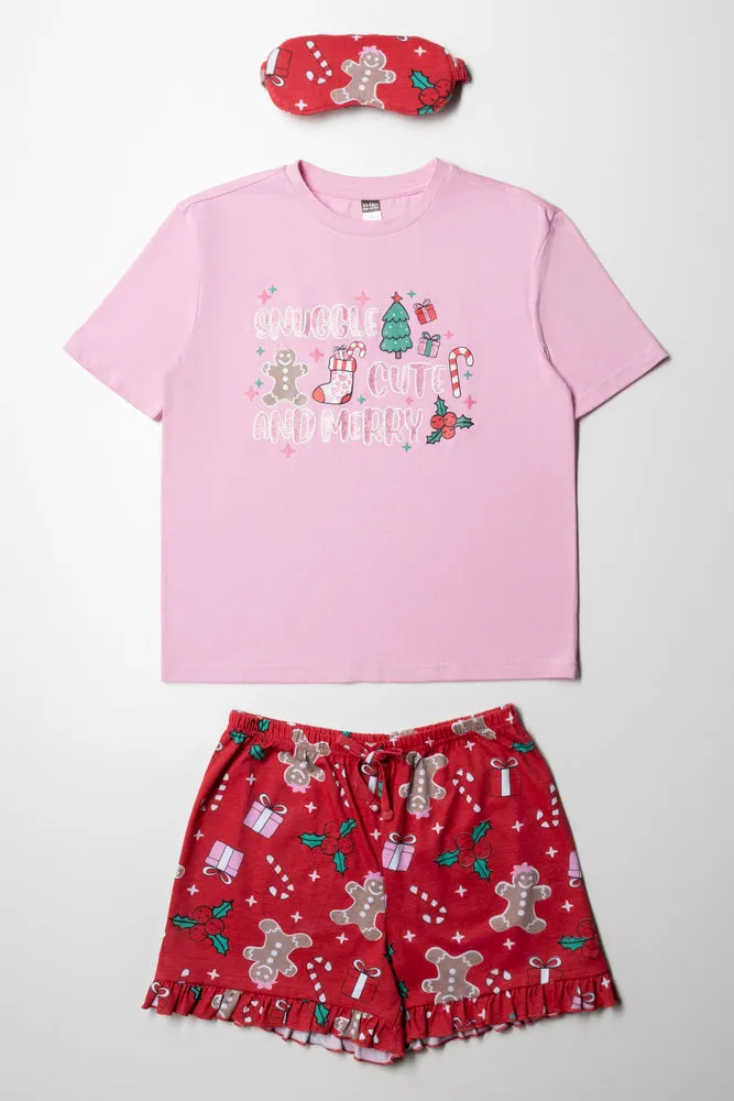 Christmas Short Set Pink