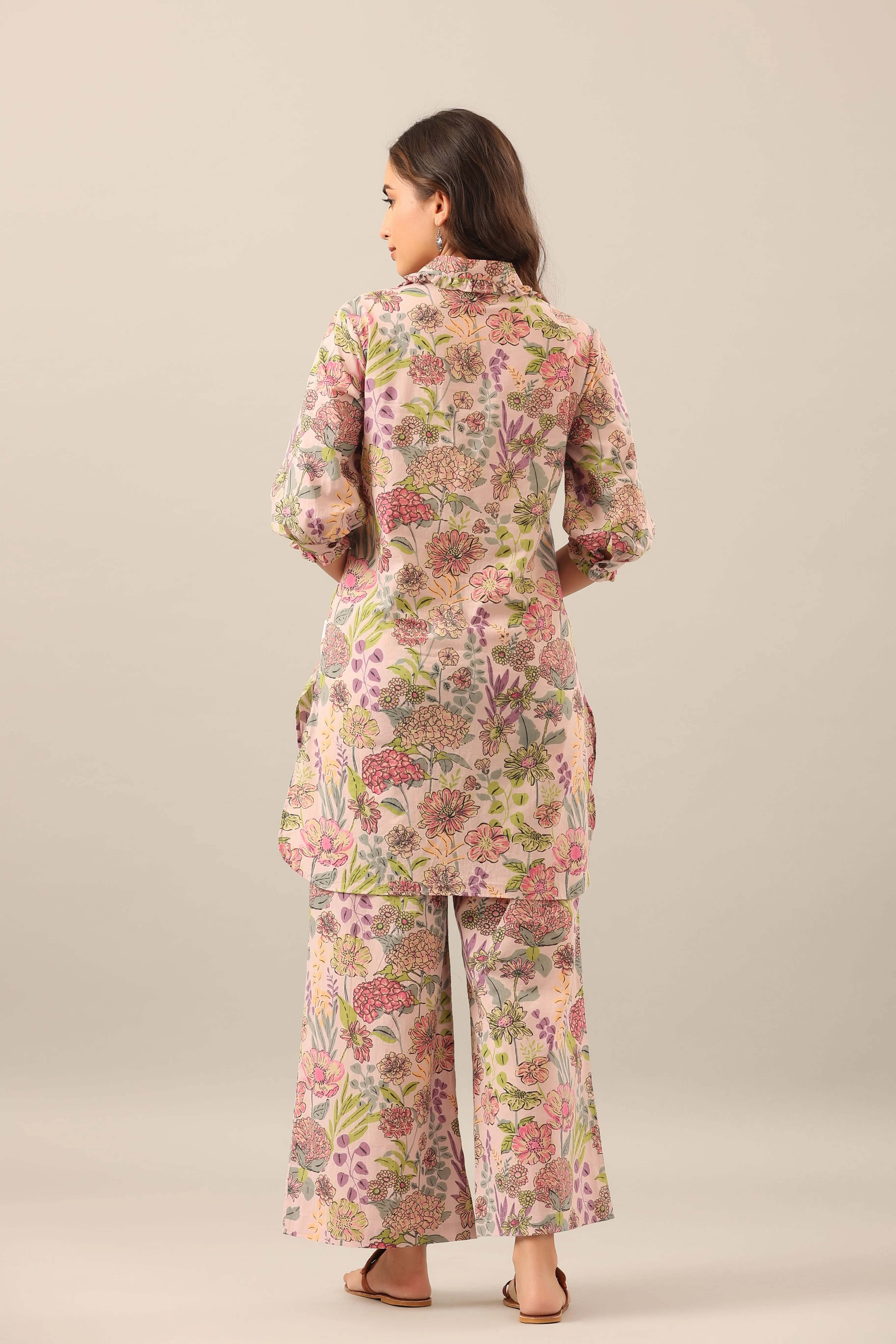 Dandelion on Collared Cotton Palazzo Loungewear Set