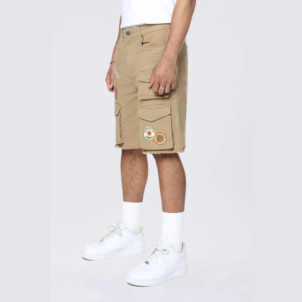 Doodle Graphic Resort Twill Shorts - Khaki