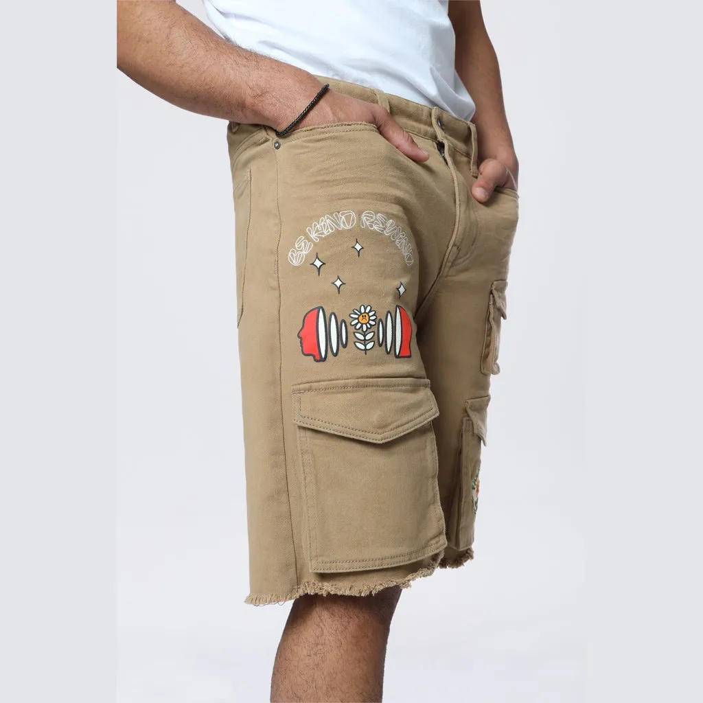 Doodle Graphic Resort Twill Shorts - Khaki