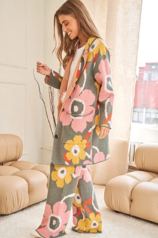 Flower Printed Casual Cozy Full Long Wide Pants *Online Only*