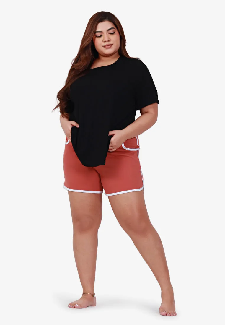 Fonda Plus Size Retro Shorts - Dark Blue