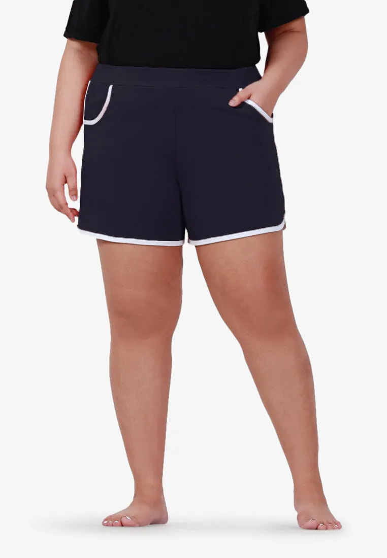 Fonda Plus Size Retro Shorts - Dark Blue