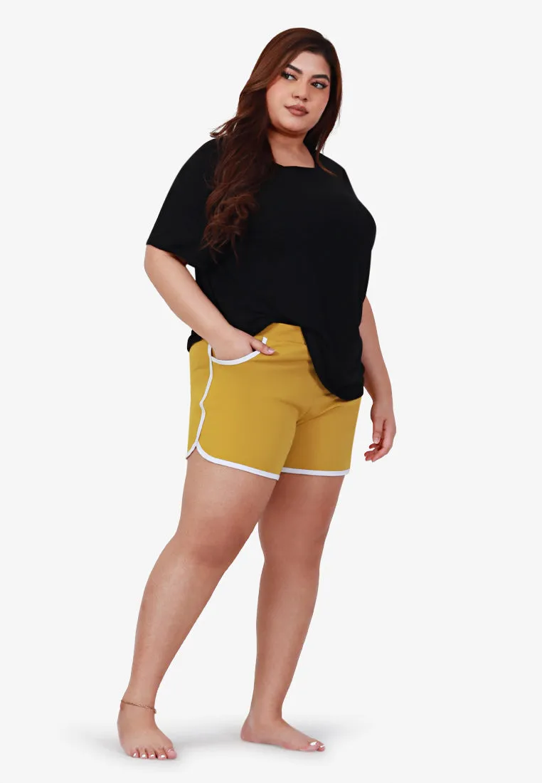 Fonda Plus Size Retro Shorts - Dark Blue