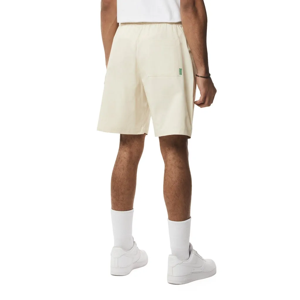 Fun Graphic Polished Twill Shorts - Ecru