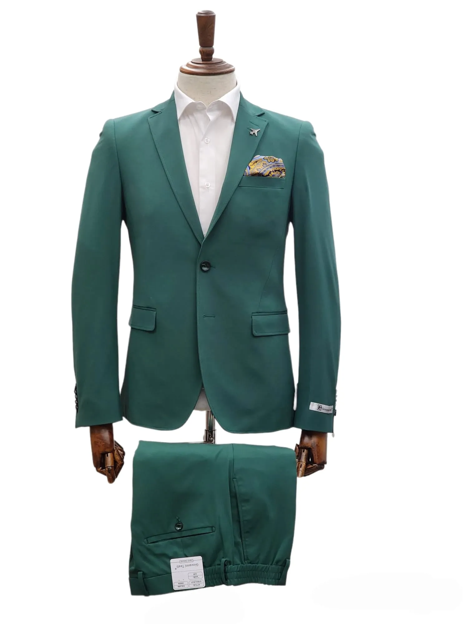 Giovanni Testi Traveler 2 Button Stretch Slim Fit Suit GTRVL2N-01 GREEN