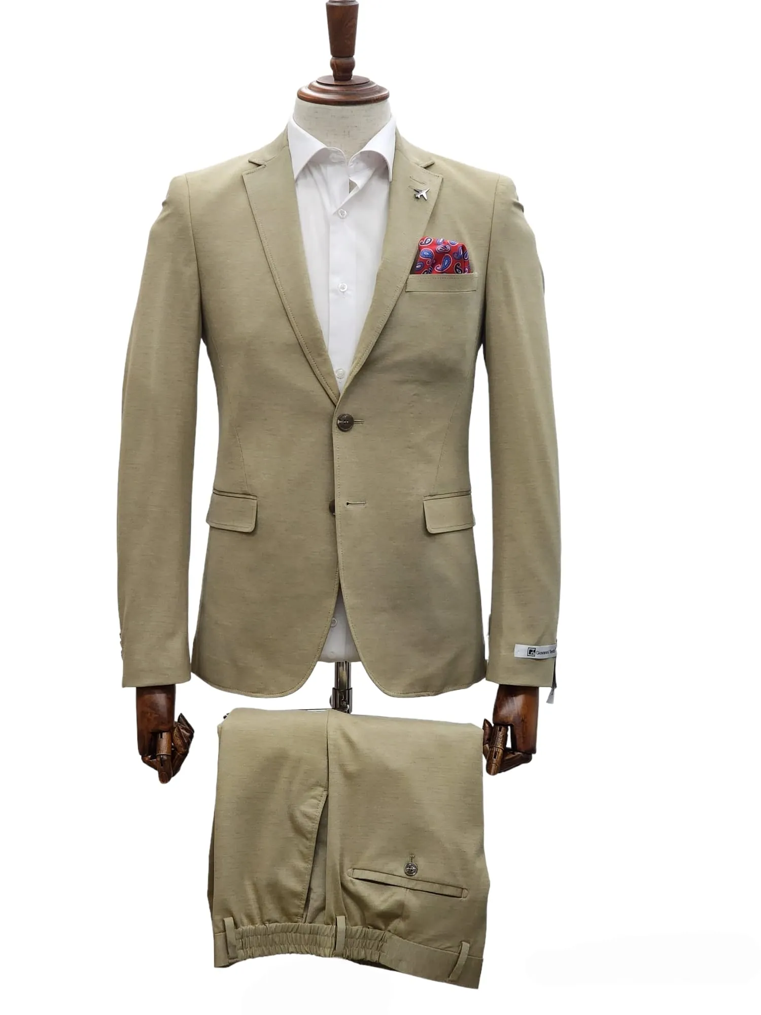 Giovanni Testi Traveler 2 Button Stretch Slim Fit Suit GTRVL2N-01 TAN