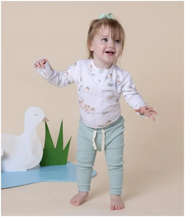 Girl's Organic-cotton Duck Pond Bodysuit (long-sleeved)