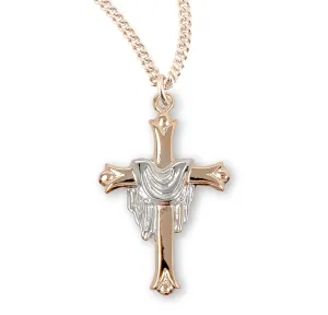 Gold Plated Cross with a Rhodium Plated Robe - GS3744TT18