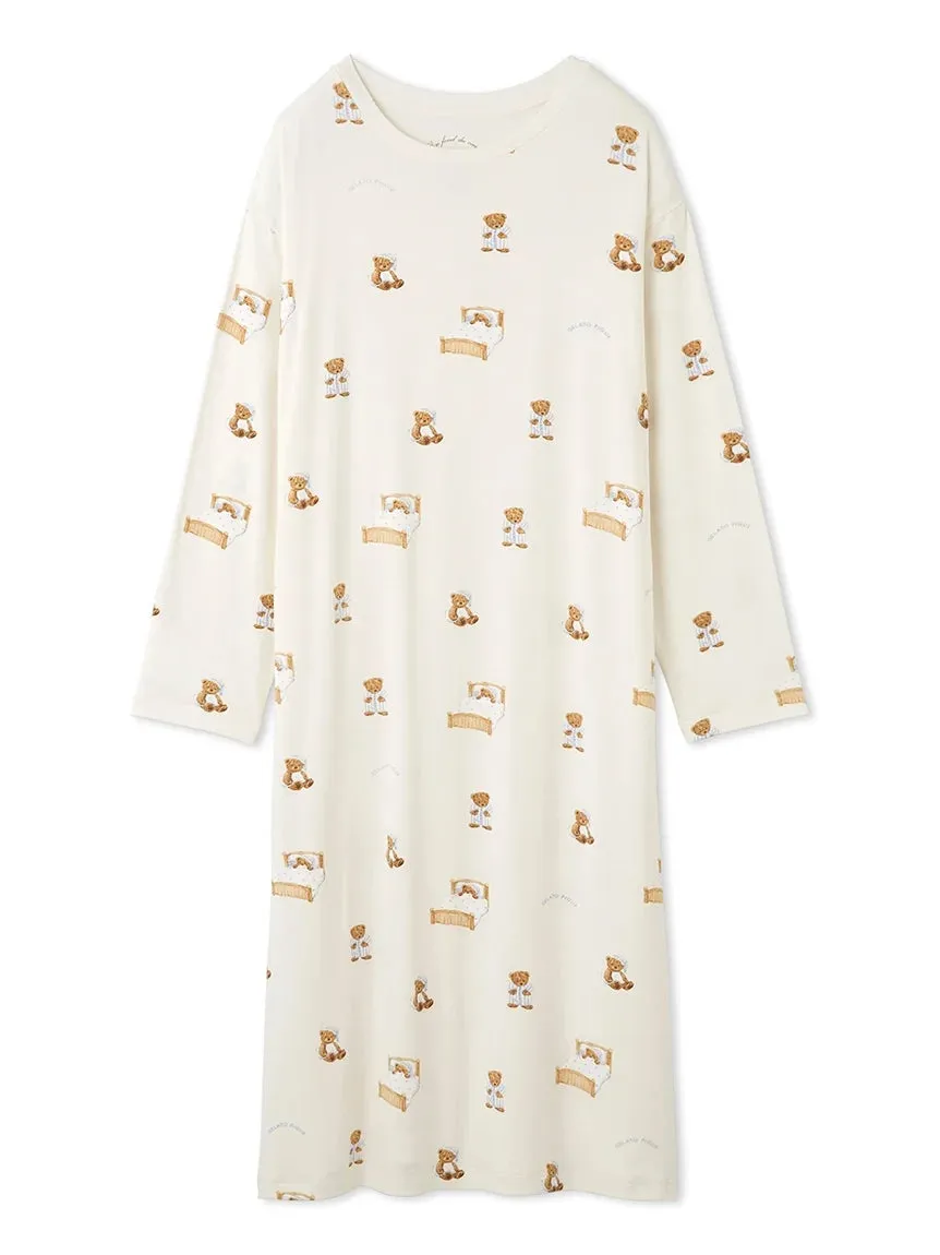 GOOD NIGHT BEAR Motif Loungewear Dress