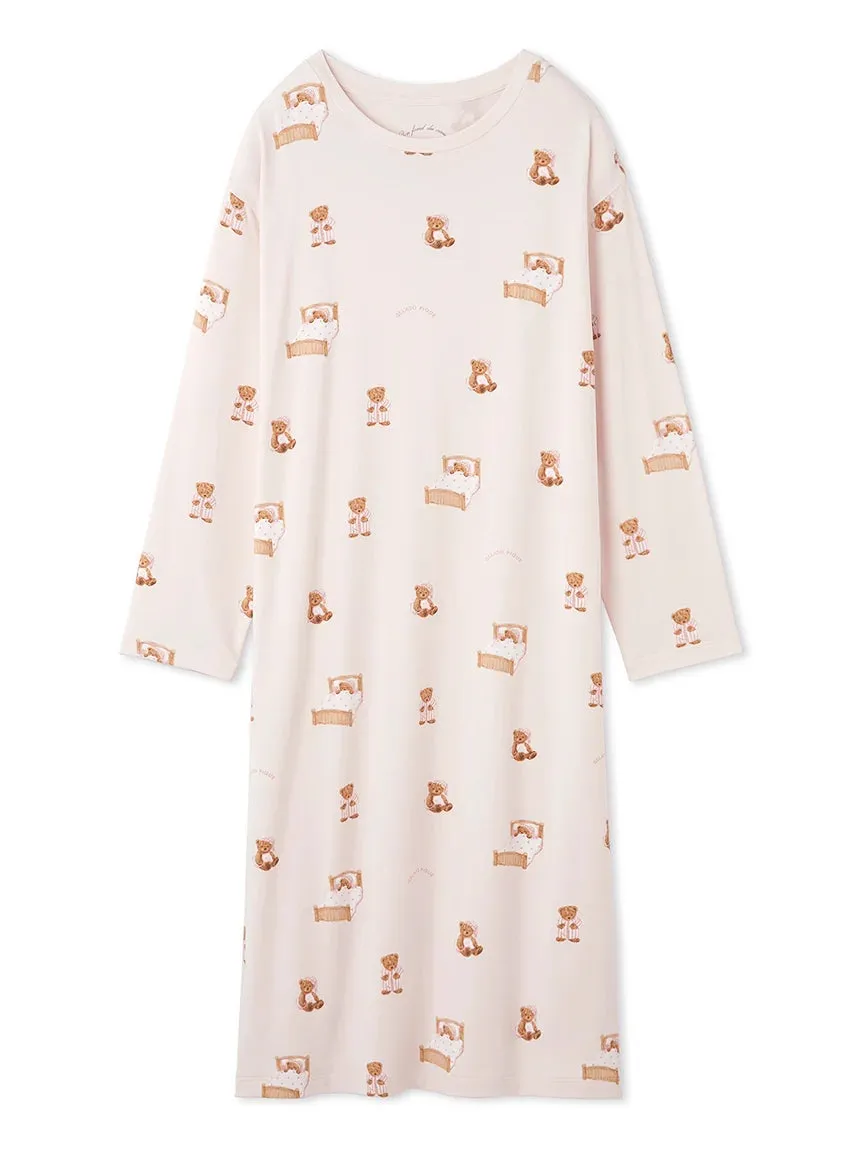 GOOD NIGHT BEAR Motif Loungewear Dress