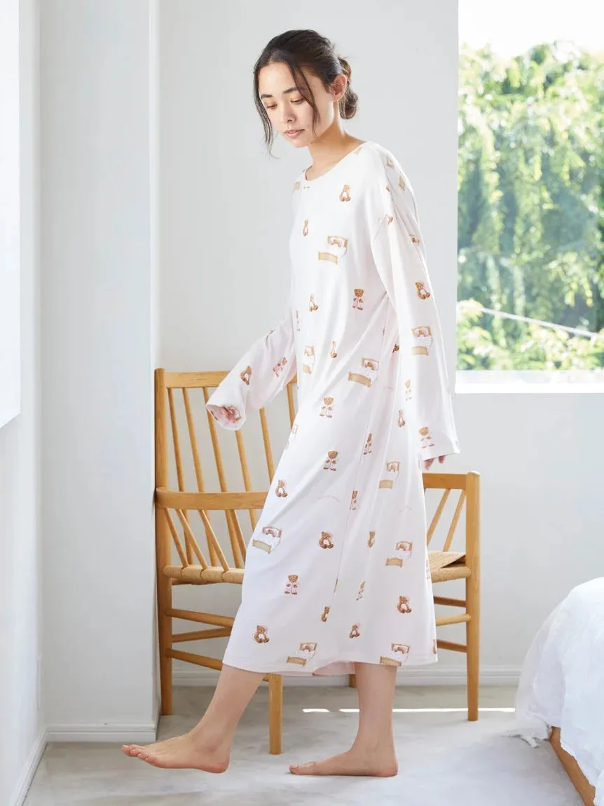 GOOD NIGHT BEAR Motif Loungewear Dress