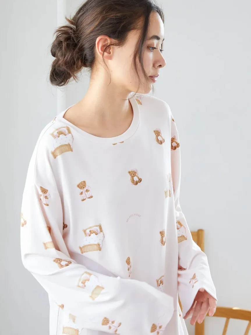 GOOD NIGHT BEAR Motif Loungewear Dress