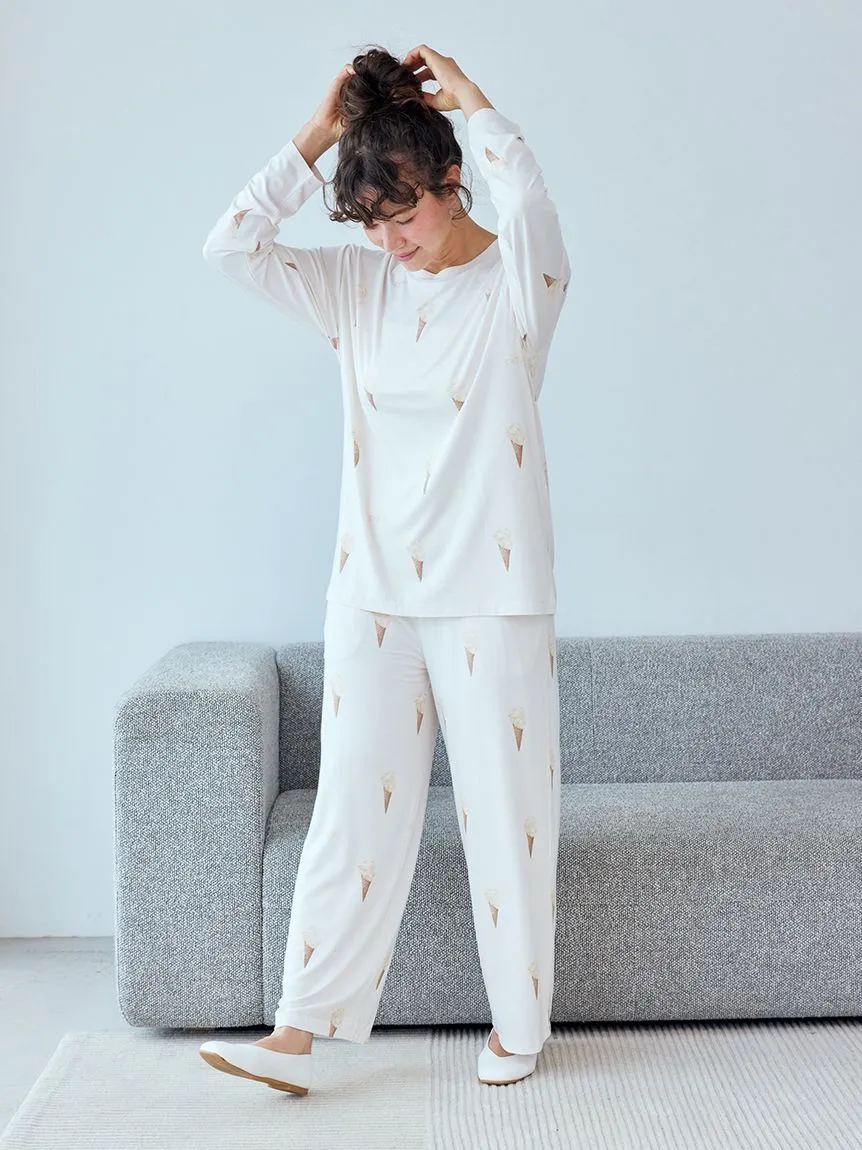 Ice Cream Pattern Long Sleeve Pajama Shirt