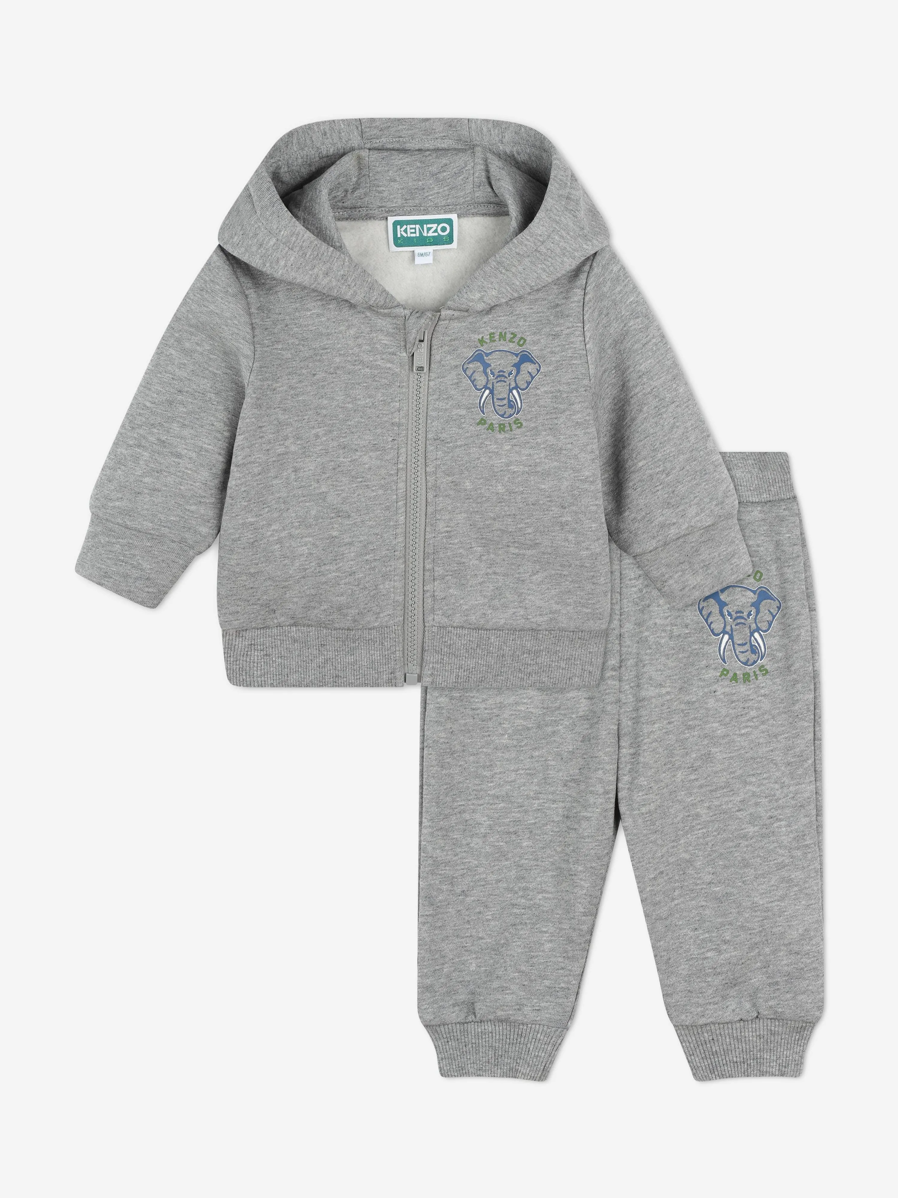 KENZO Baby Boys Elephant Logo Tracksuit in Grey