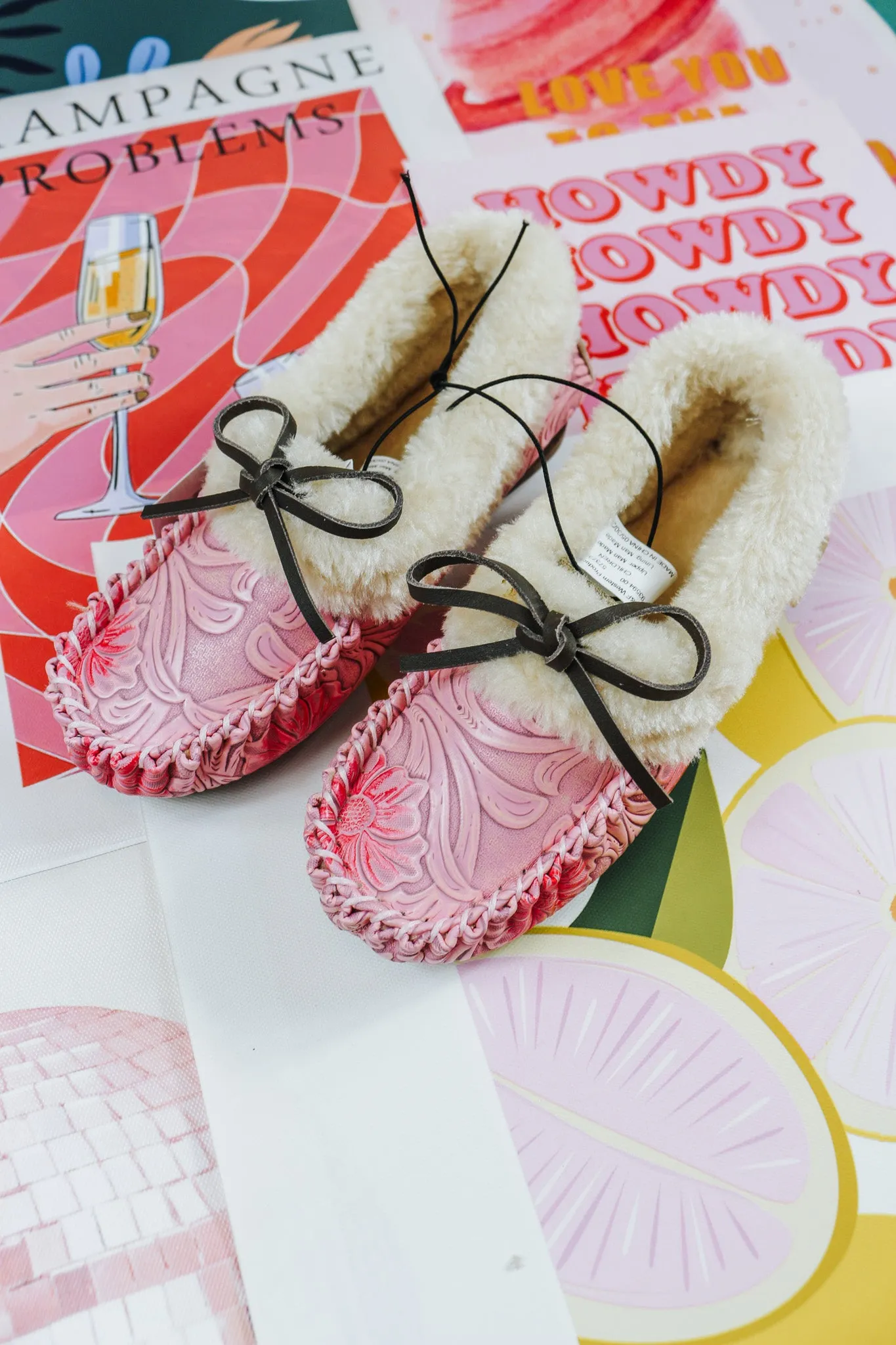 Kids Rose Moccasin Slippers