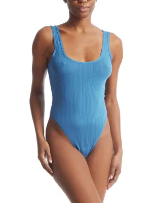 MellowLuxe™ Square Neck Bodysuit Storm Cloud Blue Sale