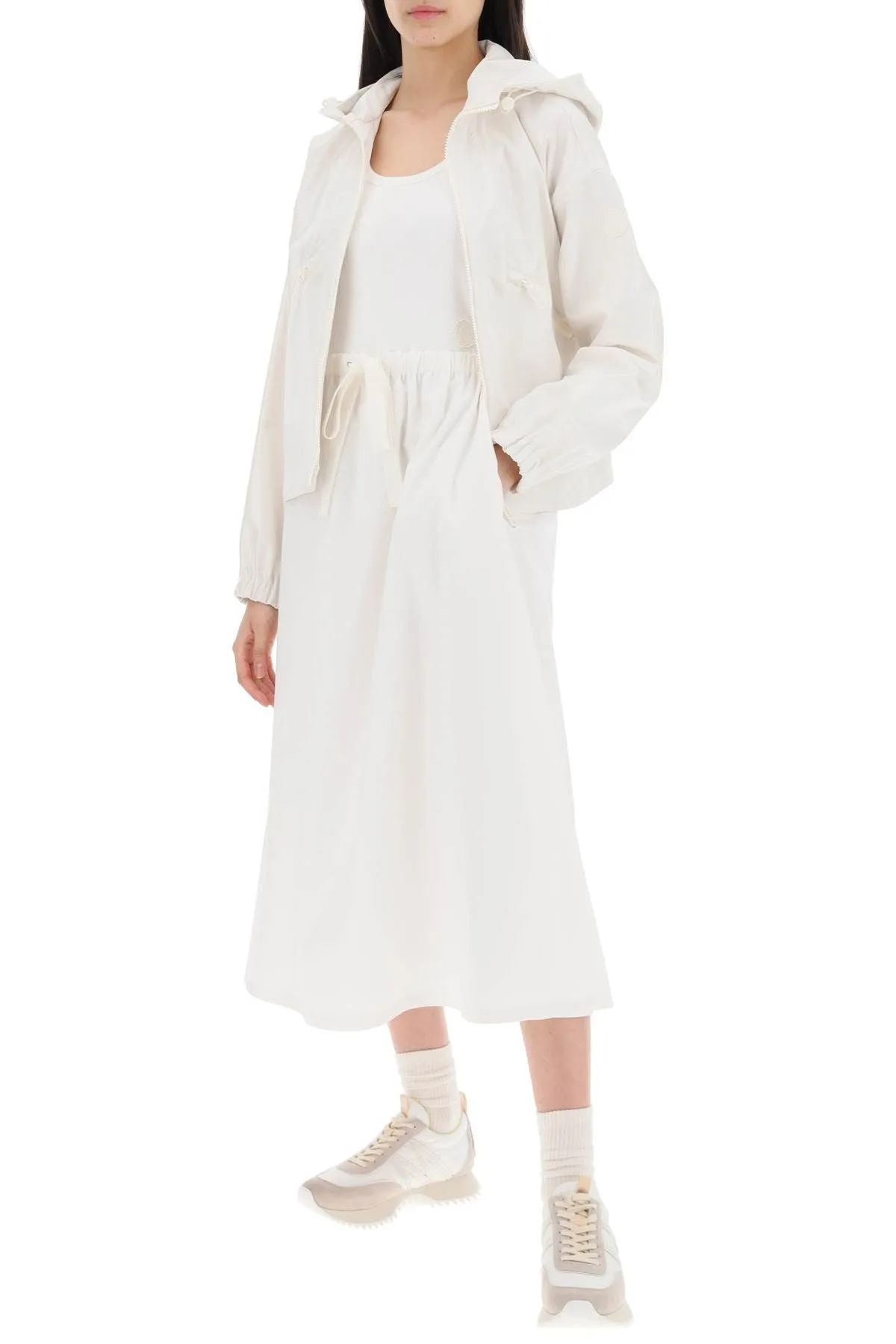 Midi Moncler Two-Tone Midi Dress - Blanc - Femme