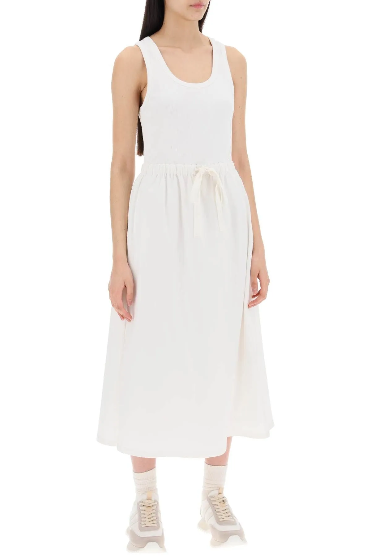 Midi Moncler Two-Tone Midi Dress - Blanc - Femme