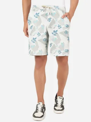 Mint Grey Printed Slim Fit Shorts | JadeBlue