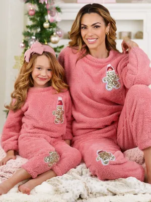 Mommy and Me Gingerbread Delight Fleece Christmas Lounge Set