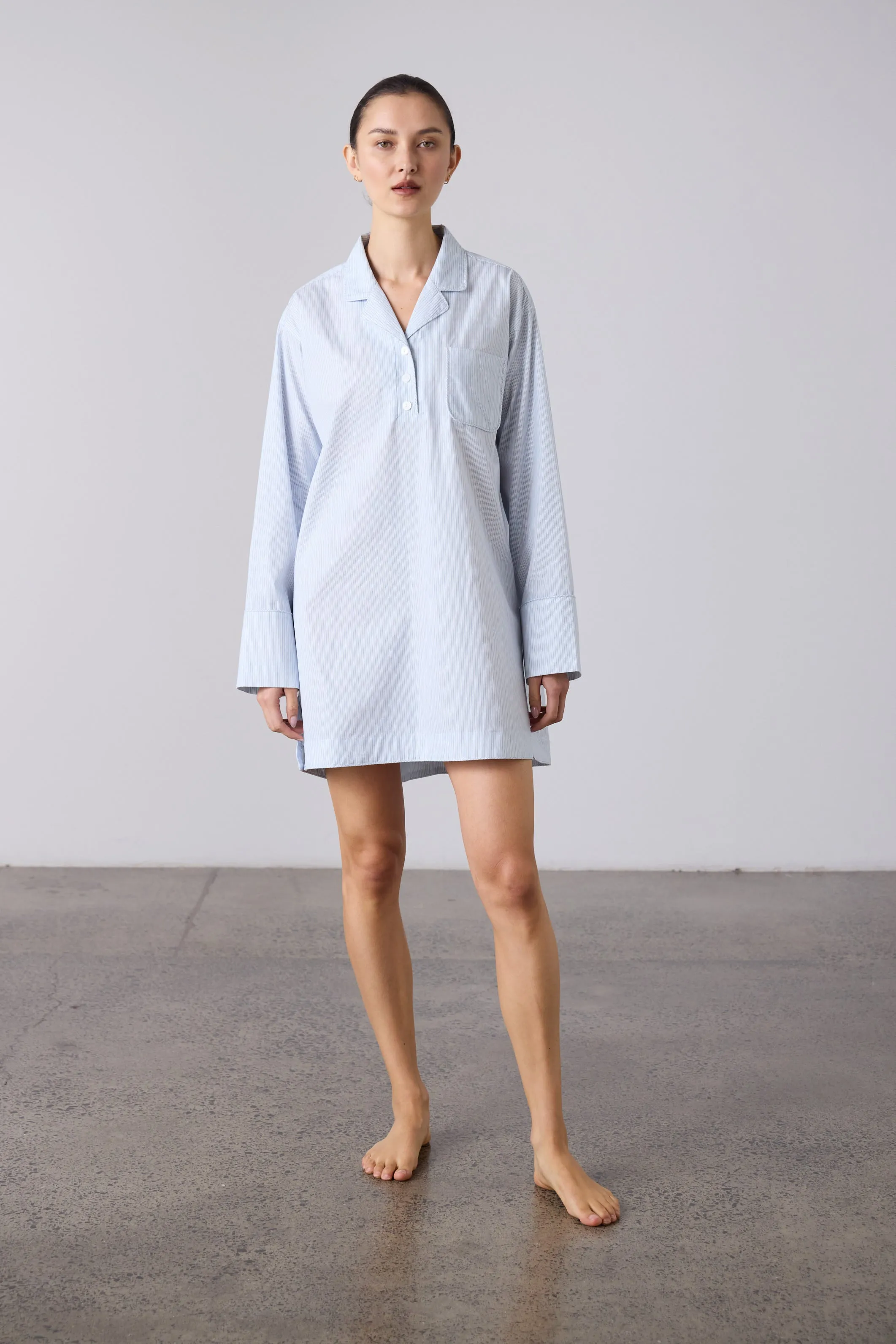 Ophelia Nighshirt - Pale Blue Stripe