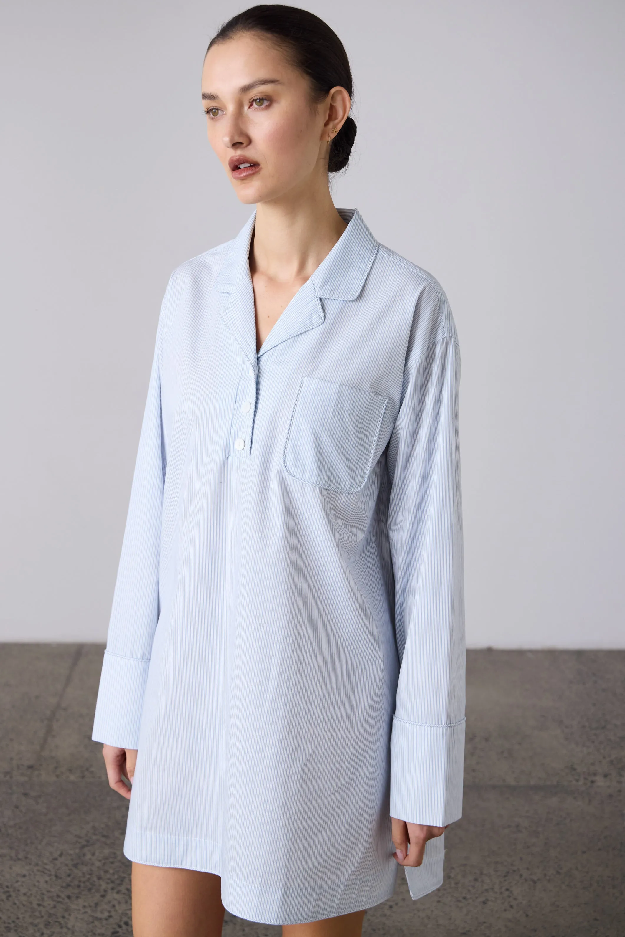 Ophelia Nighshirt - Pale Blue Stripe