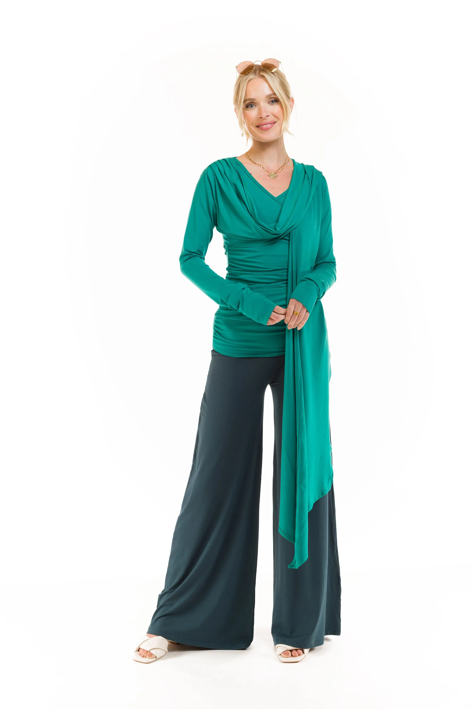 PALAZZO PANTS OCEAN GREEN