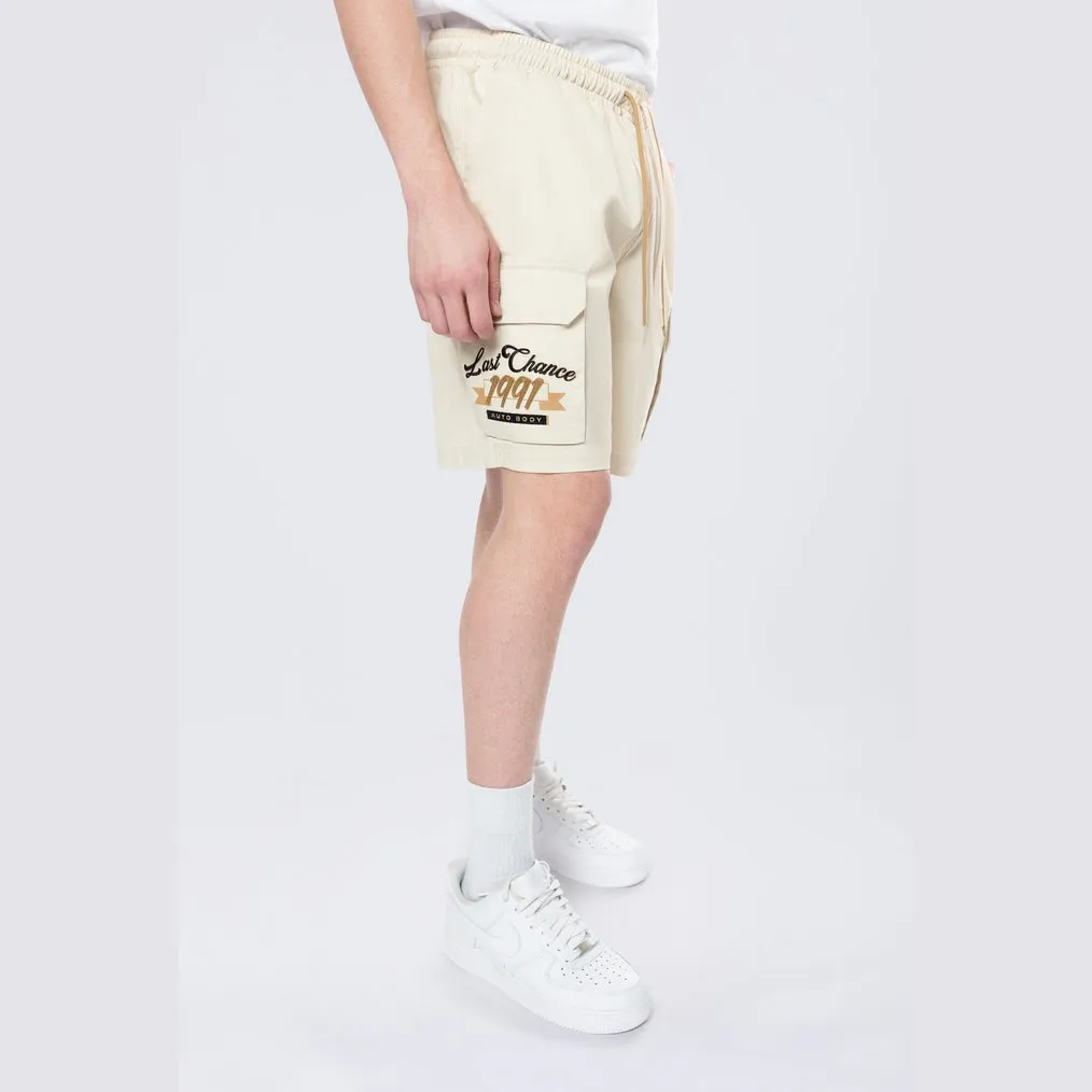 Pitstop Cargo Twill Lounge Shorts - Ecru