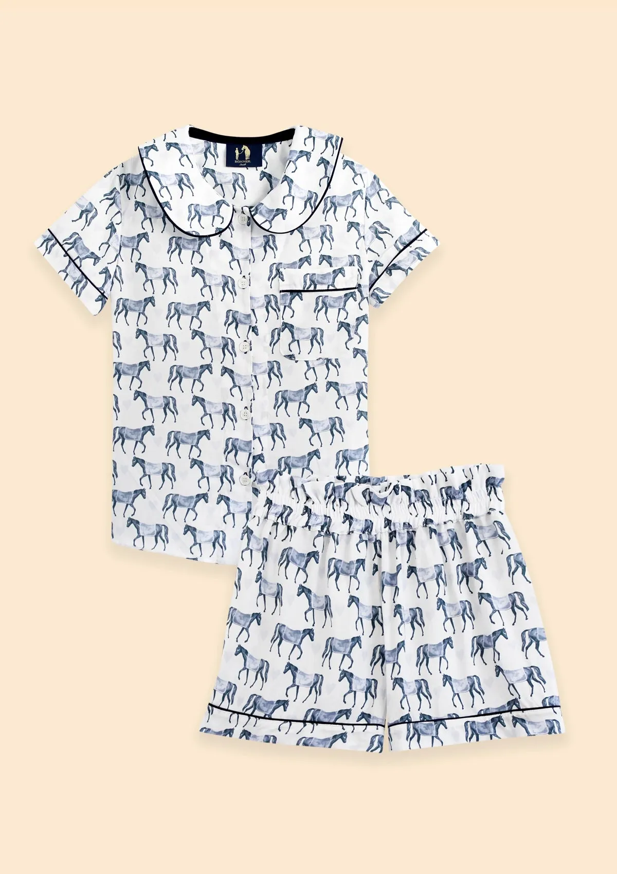 Ponyland Be Mine PJ'S Set Short Sleeve | Blue | Equestrian Sleepwear Collection