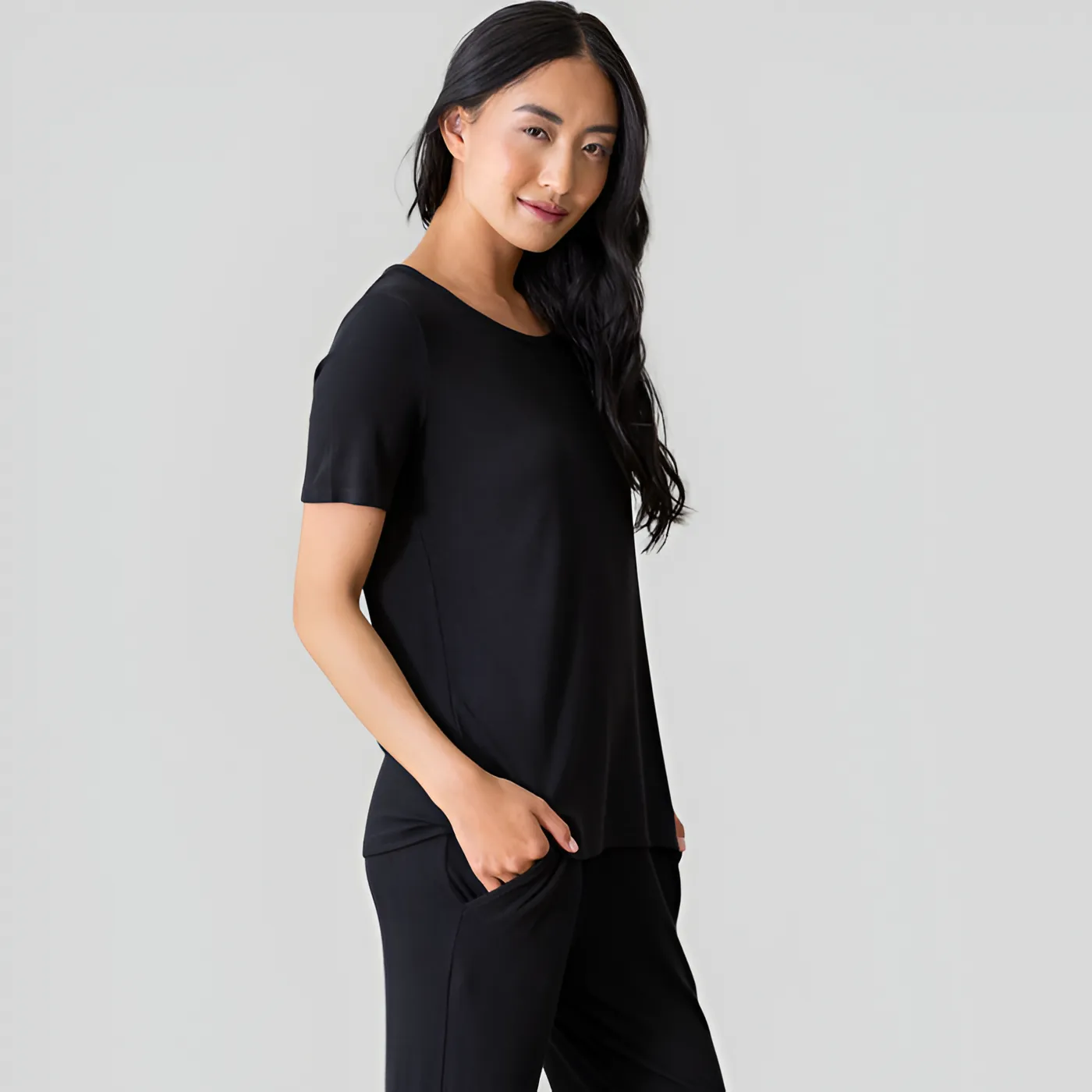 Ribbed Knit Short Sleeve Lounge Top