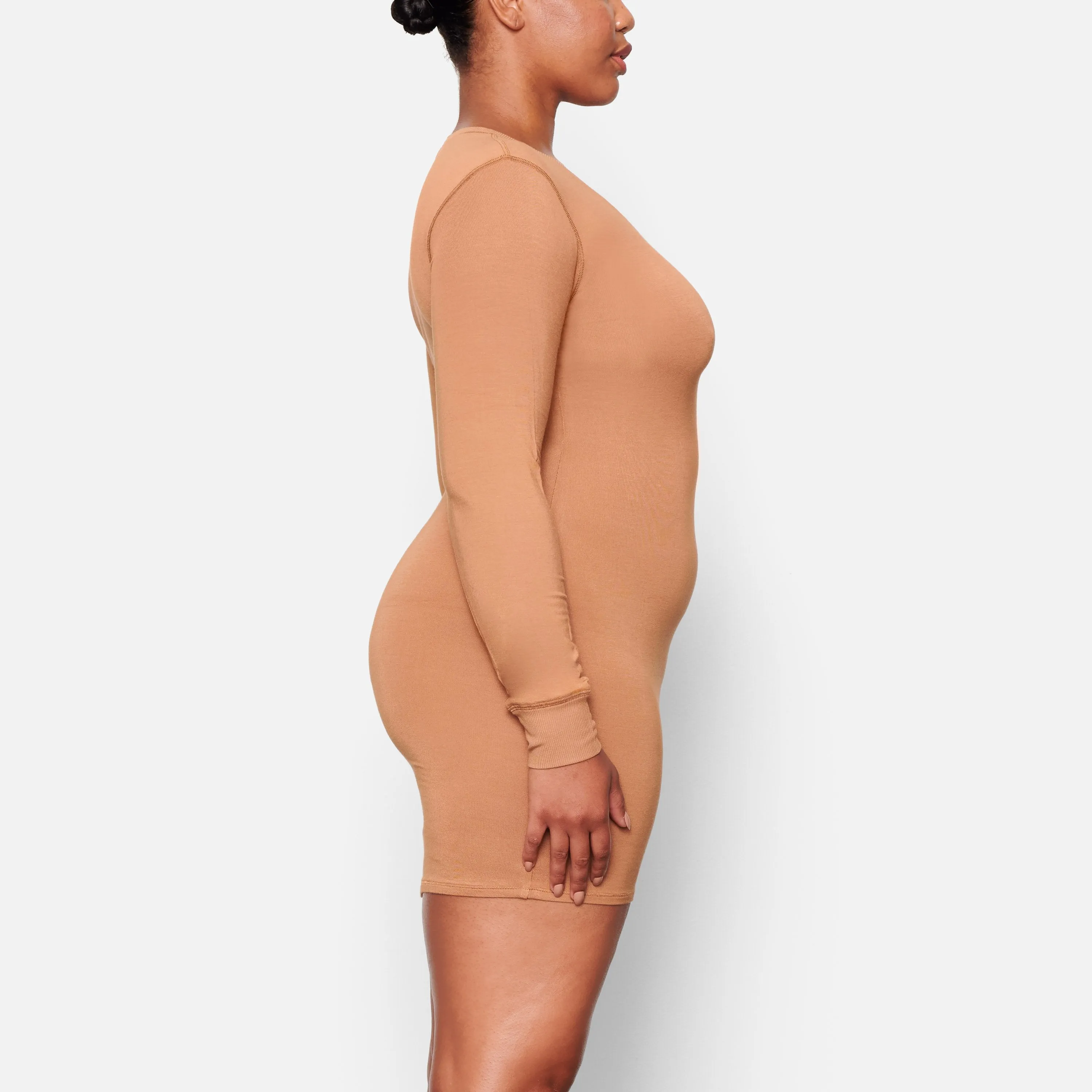 SLEEP HENLEY DRESS | CAMEL