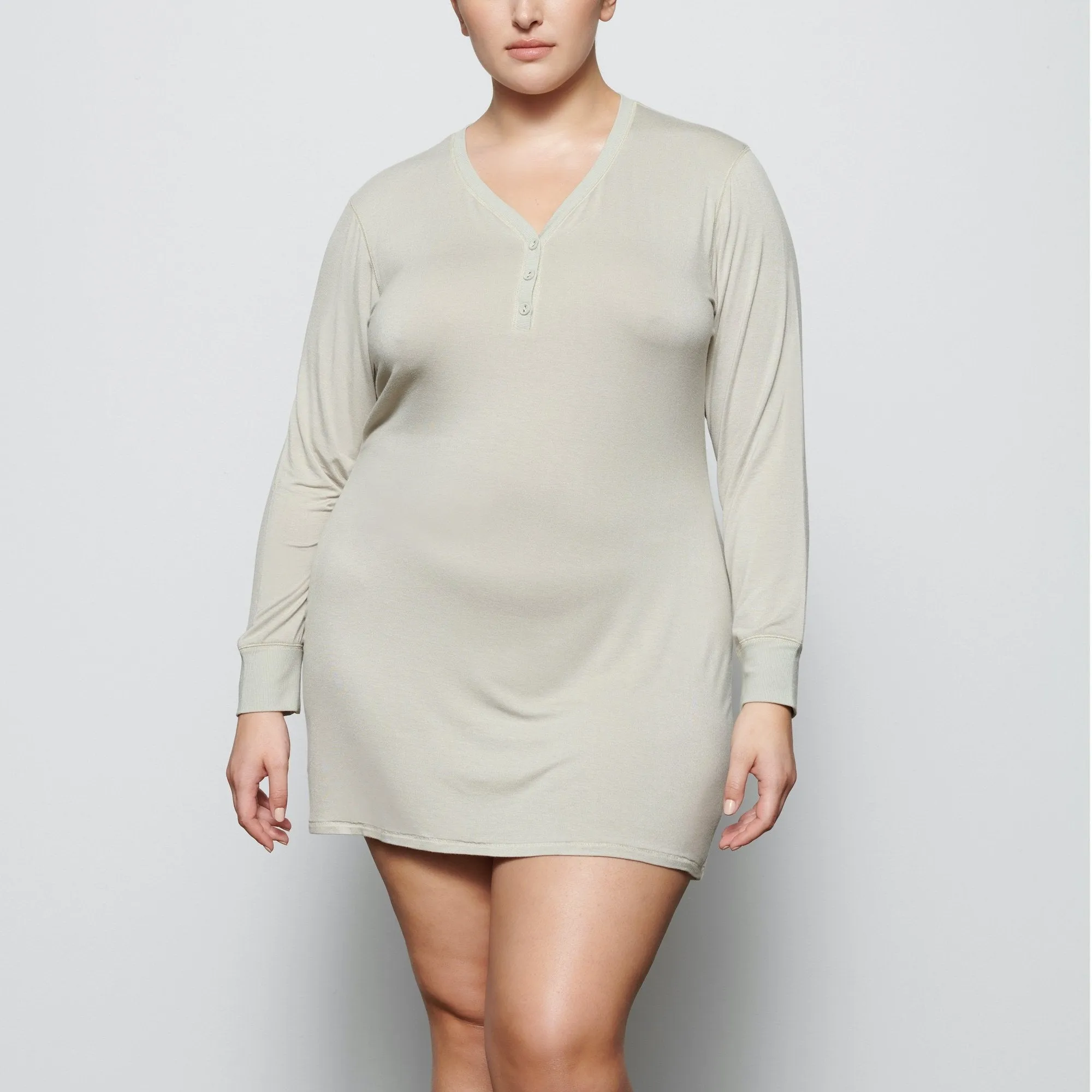 SLEEP HENLEY DRESS | TALC