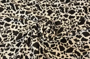 Small Black Cow Satin Print Fabric | Black Calf Charmeuse Satin | 60" Wide |