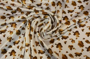 Small Brown Cow Satin Print Fabric | Brown Calf Charmeuse Satin | 60" Wide |