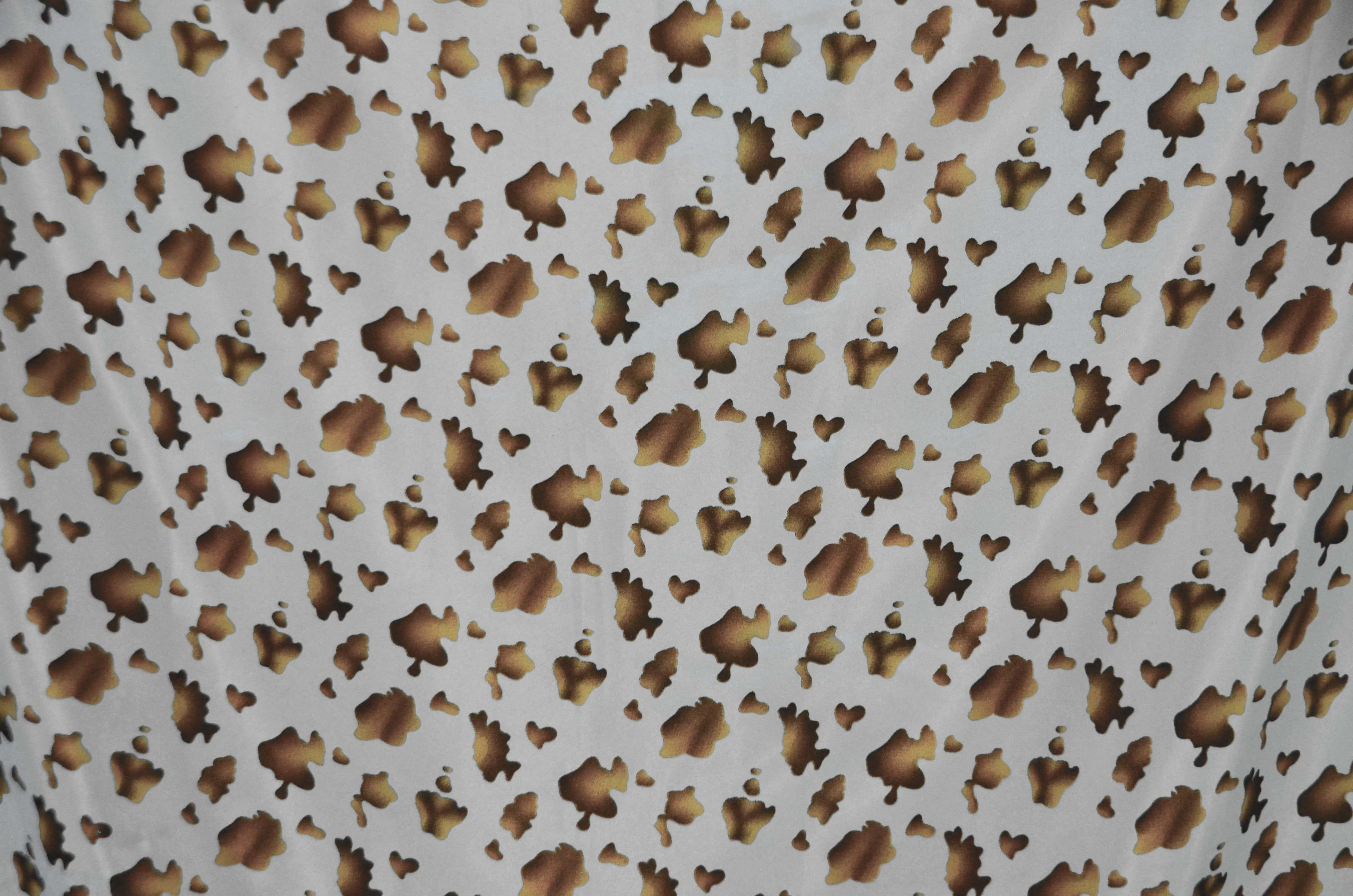 Small Brown Cow Satin Print Fabric | Brown Calf Charmeuse Satin | 60" Wide |