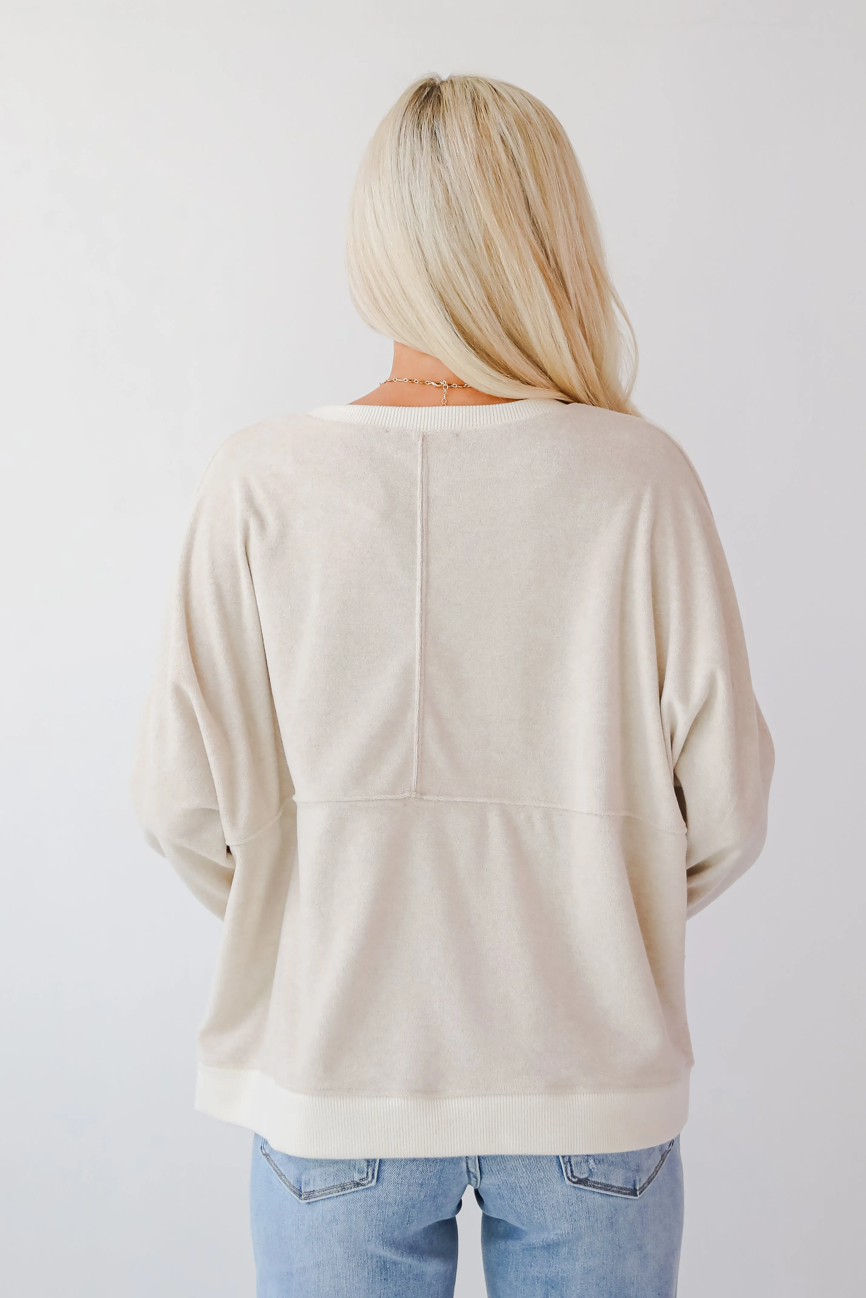 Social Calendar Oatmeal Terry Cloth Pullover - DOORBUSTER