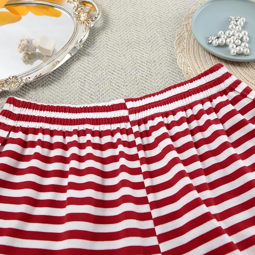 Striped Long Sleeve Top And Short Set