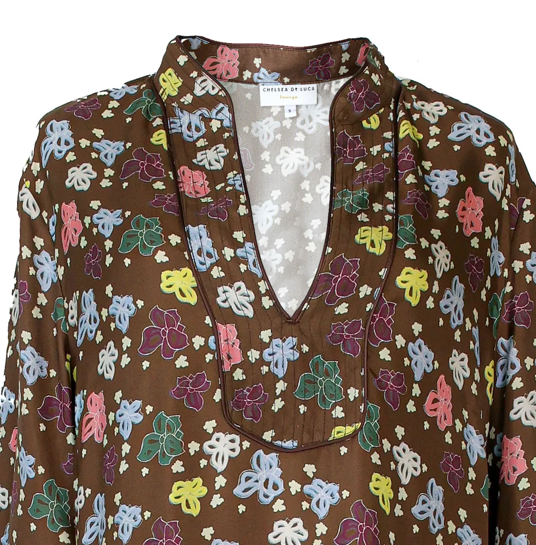 Talitha Silk Tunic Coffee Floral